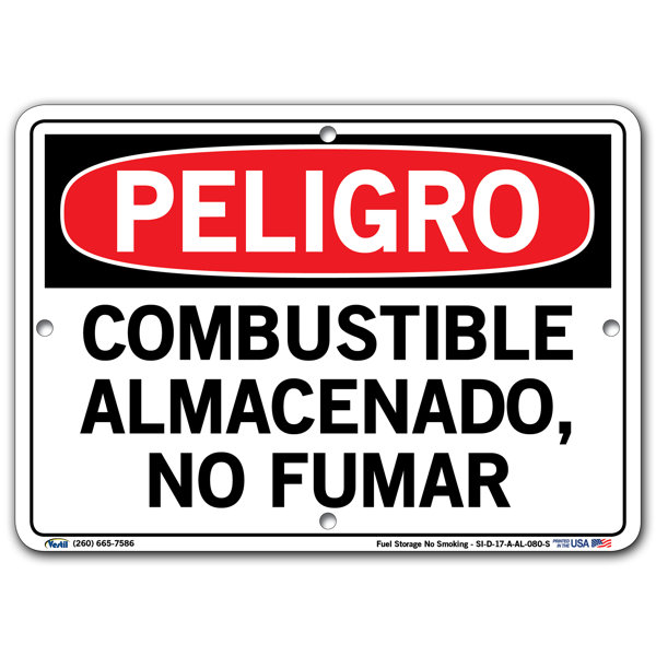 Vestil Fuel Storage No Smoking Danger Sign Wayfair